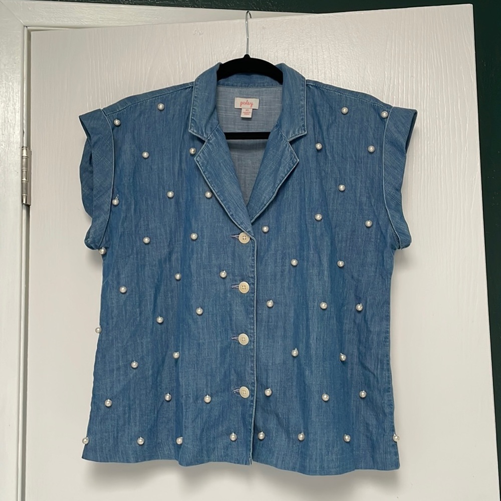 Pixley short sleeved button down top